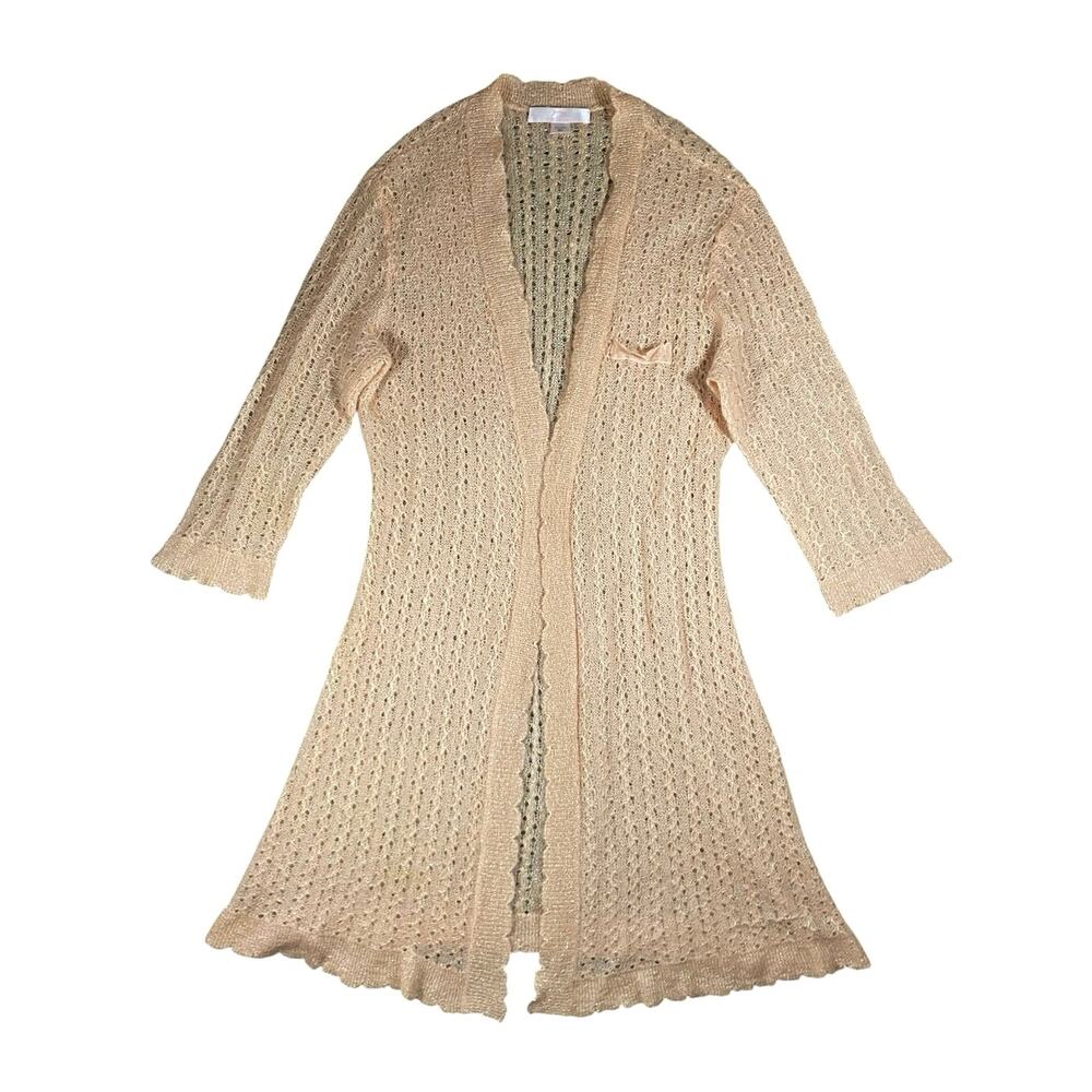 Y2K Victorias Secret Angels Peach Gold Shimmer Mohair Cardigan - M/L
